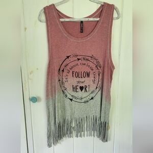 Ombre Stetch Bohemian  Fringe Cover-up Tank